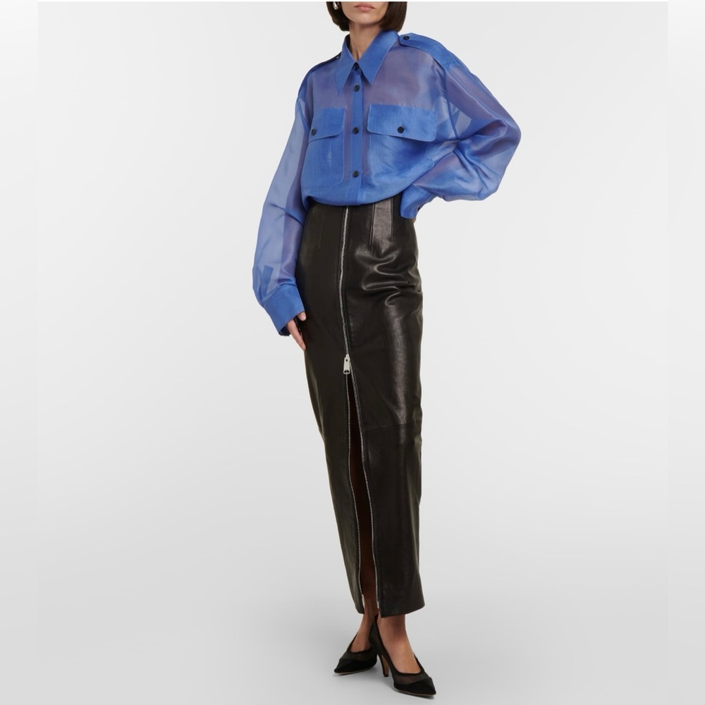 KHAITE Missa flap-pocket silk-organza shirt - Picture 3 of 9
